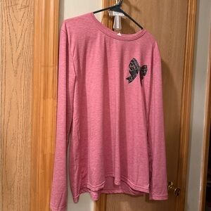 Pink Long Sleeve Tee with camo  Print Bow